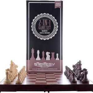 Chess Set and Checkers Game Board - 2 in 1 Folding and