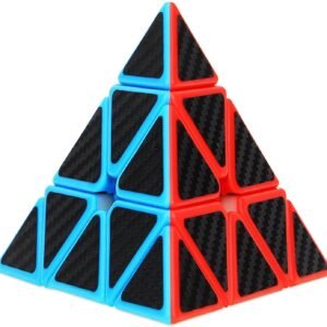 Dreampark Pyramid Speed Cube, Triangle Carbon Fiber Sticker Twisty Puzzle for Kids