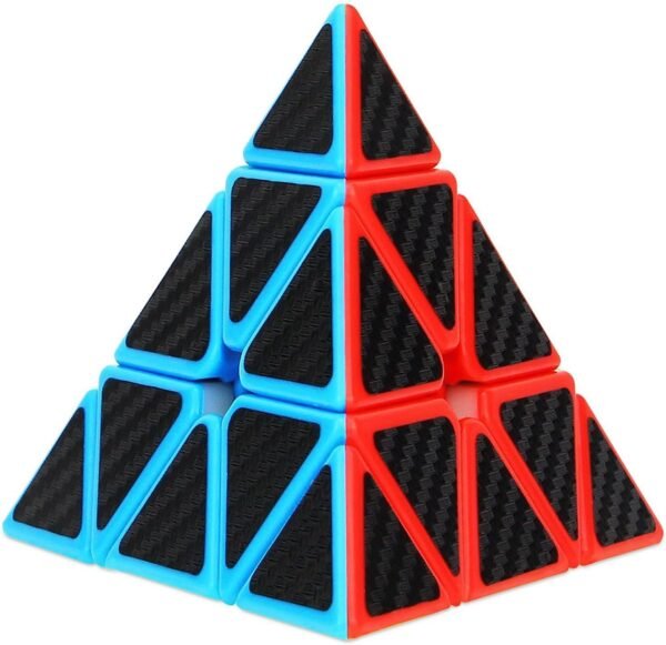 Dreampark Pyramid Speed Cube, Triangle Carbon Fiber Sticker Twisty Puzzle for Kids