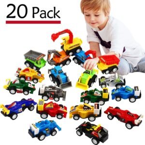 Pull Back Car, 20 Pcs Assorted Mini Truck Toy and Race Car