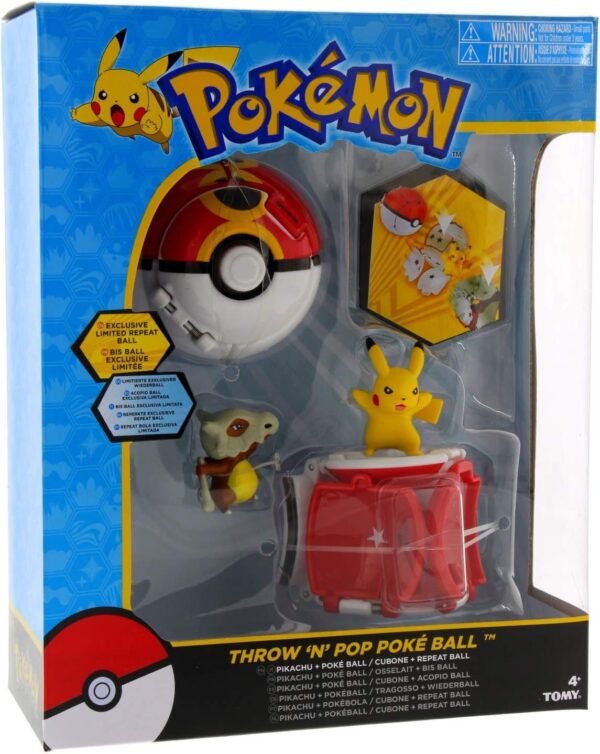 Tomy Pokemon Throw N Pop Duel Pikachu Pokeball & Cubone Repeat Ball