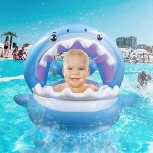 TRSCIND Baby Pool Float Swimming Floats Inflatable Shark Baby Floatie with Canopy
