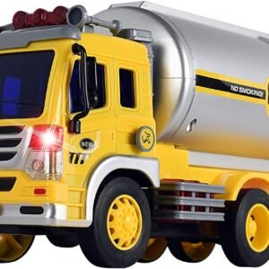 WolVol Friction Powered Oil Tanker Truck Toy with Lights and Sounds for