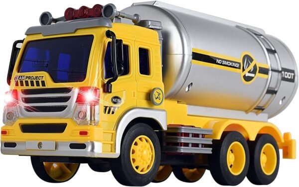 WolVol Friction Powered Oil Tanker Truck Toy with Lights and Sounds for