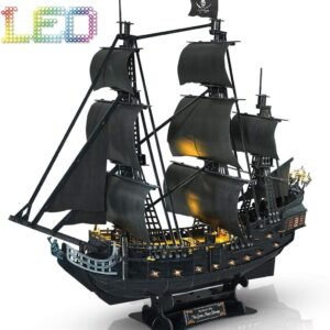 CubicFun 3D Puzzle Pirate Ship with LED Light Queen Annes Revenge, Sailboat