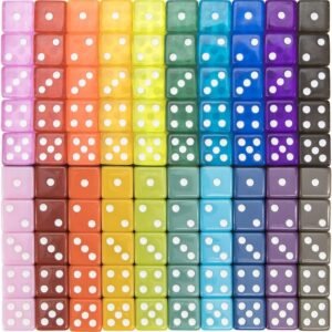 100-pack Translucent & Solid 6-Sided Game Dice - 20 Sets of Dice