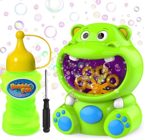 WisToyz Bubble Machine Hippo Bubble Blower Portable Bubble Toys with Bubble Solution