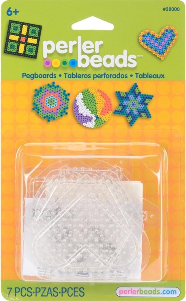 Perler Beads Basic Shapes Clear Pegboard Set, 7 pcs Kit