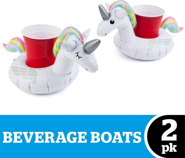 BigMouth Inc. Inflatable Magical Unicorn Floating Drink Holder, Cup Holder Floats, 2-Pack,