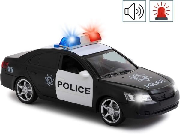 Friction Powered Police Car with Light & Sounds Heavy Duty Plastic Vehicle