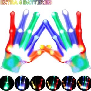 LED Gloves - Light Up Gloves with 5 Colors 6 Modes, LED