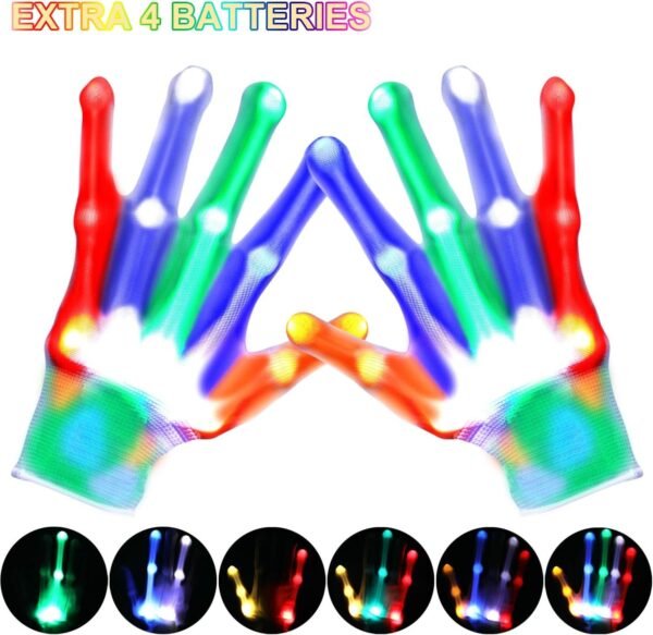 LED Gloves - Light Up Gloves with 5 Colors 6 Modes, LED