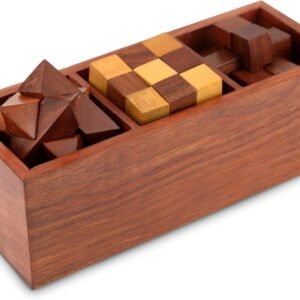 Shalinindia 3-in-One Wooden Puzzle Games Set - 3D Puzzles for Teens and