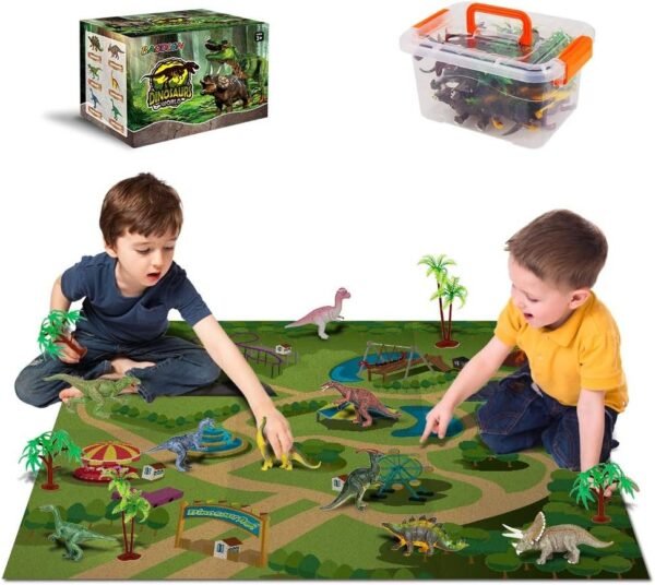 Dinosaur Toys - 12 Realistic Dinosaur Figures, Activity Kids Play Mat &