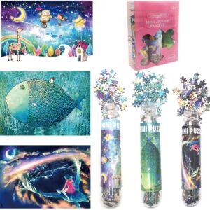 Small Jigsaw Puzzles for Adults Circus Starry Night Sky Blue Fish Puzzles
