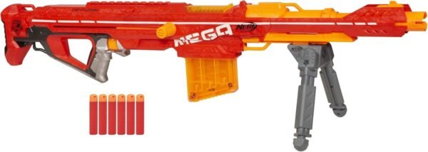 Nerf Centurion Mega Toy Blaster with Folding Bipod, 6-Dart Clip, 6 Official