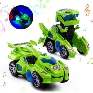 Refasy Transforming Dinosaur LED Car Deformation Car Robot Vehicle Toys for Kids