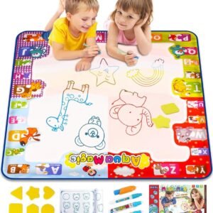 KIZZYEA Water Doodle Mat, Kids Large Aqua Coloring Mat, Mess-Free Drawing Mat