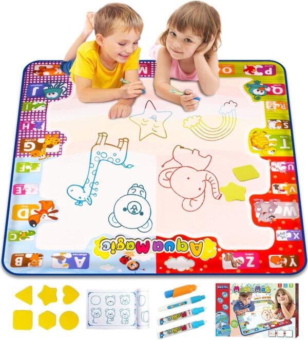 KIZZYEA Water Doodle Mat, Kids Large Aqua Coloring Mat, Mess-Free Drawing Mat