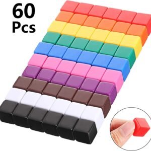 60 Pieces 16 mm Blank Dice Acrylic Dice Cubes Assorted Color DIY