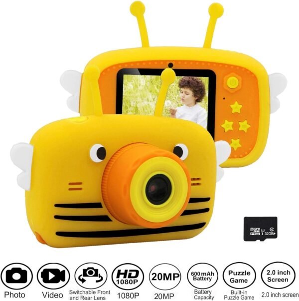Gurmoir Kids Camera for Boys/Girls.20MP Children Digital Camera with Game Photo 1080P