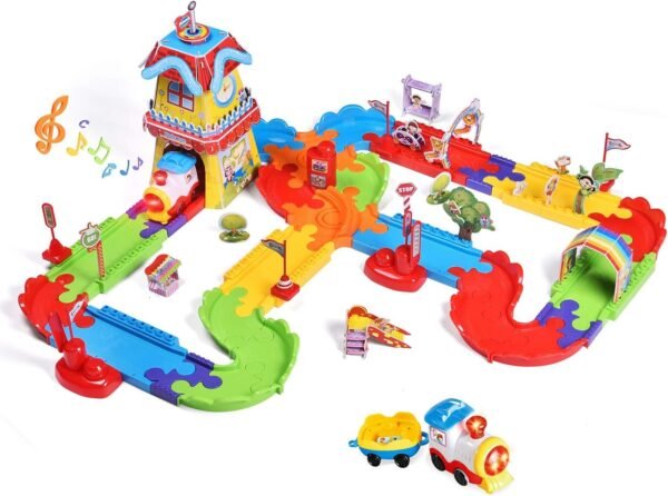 FUN LITTLE TOYS 189 PCs Train Sets with Variable Railway Tracks, Electric