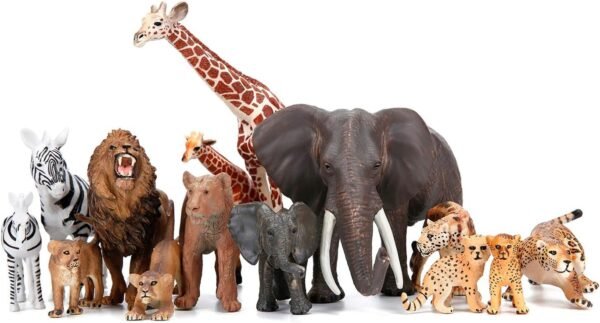 Safari Zoo Animals Figures Toys, 14 Piece Realistic Jungle Animal Figurines, African