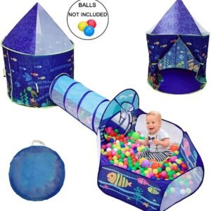 LOJETON 3pc Ocean World Kids Play Tent, Tunnel & Ball Pit with