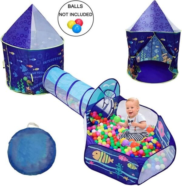 LOJETON 3pc Ocean World Kids Play Tent, Tunnel & Ball Pit with