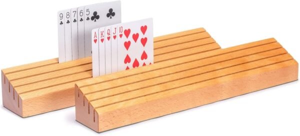 Yellow Mountain Imports Extra-Wide Solid Beechwood Playing Card Holders - Set of