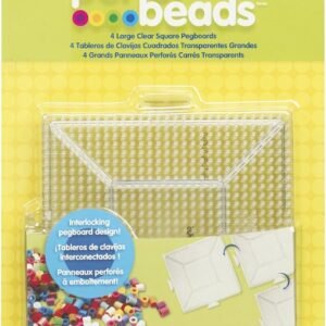 Perler Beads Large Square Pegboards for Kids Crafts, 4 pcs