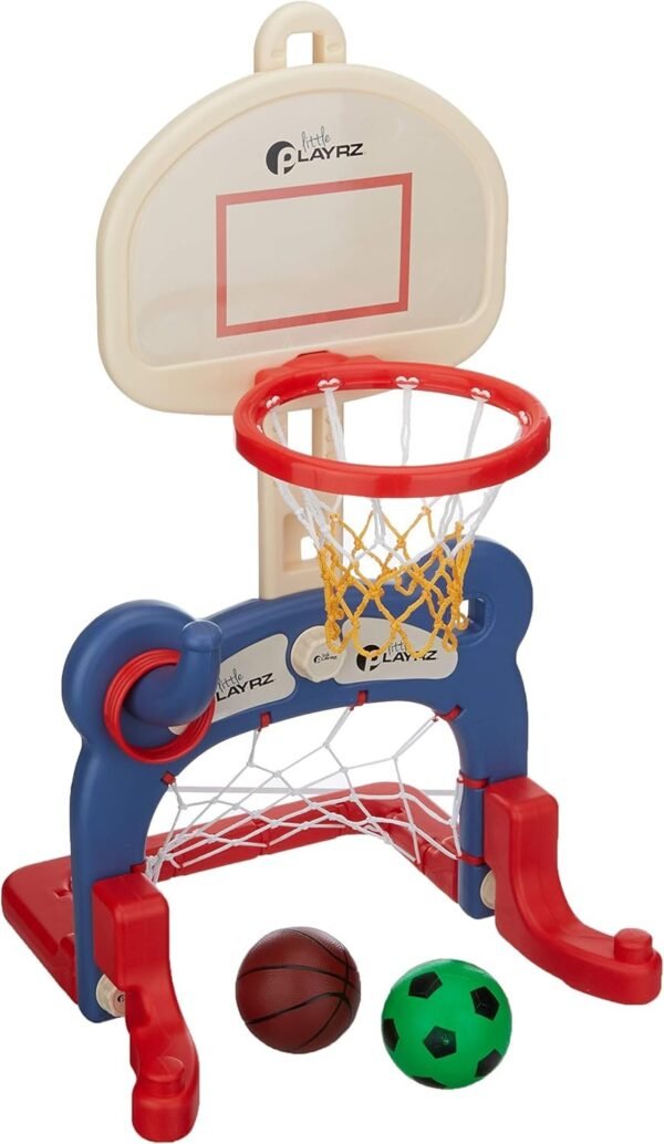 Kids 3-in-1 Sports Center Basketball Hoop, Soccer Goal, Ring Toss Playset