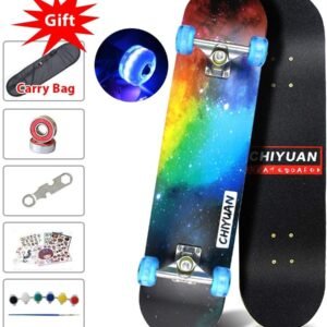Easy_Way Complete Skateboards- Standard Skateboards with Colorful Flashing Wheels for Beginners Kids
