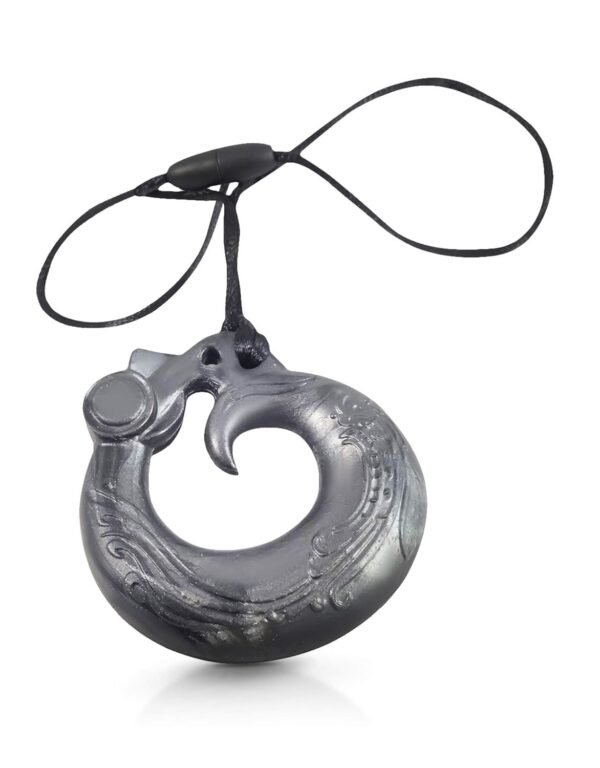 Black Metal Phoenix Silicone Chew Necklace - Gender Neutral Teething Necklace for