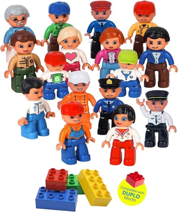 Kids Toys,Community Figures for Preschool Building Blocks 16 Pc Set, Compatible with