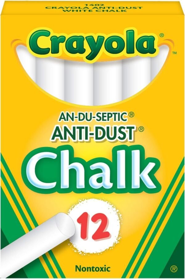 Crayola Nontoxic Anti-Dust Chalk, White, 12 Sticks/Box 50-1402 Kit Toy