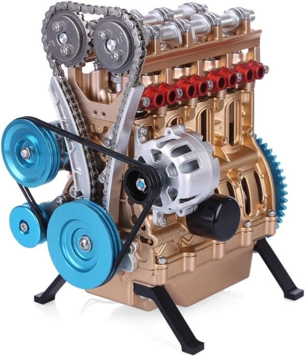 Yamix Full Metal Engine Model Desk Engine, Unassembled 4 Cylinder Inline Car