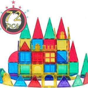 cossy 72 Pcs Magnetic Tiles, 3D Magnet Building Block Set with Rivets-Fastened