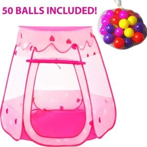 Playz Ball Pit Princess Castle Play Tents for Girls w/ Glow in