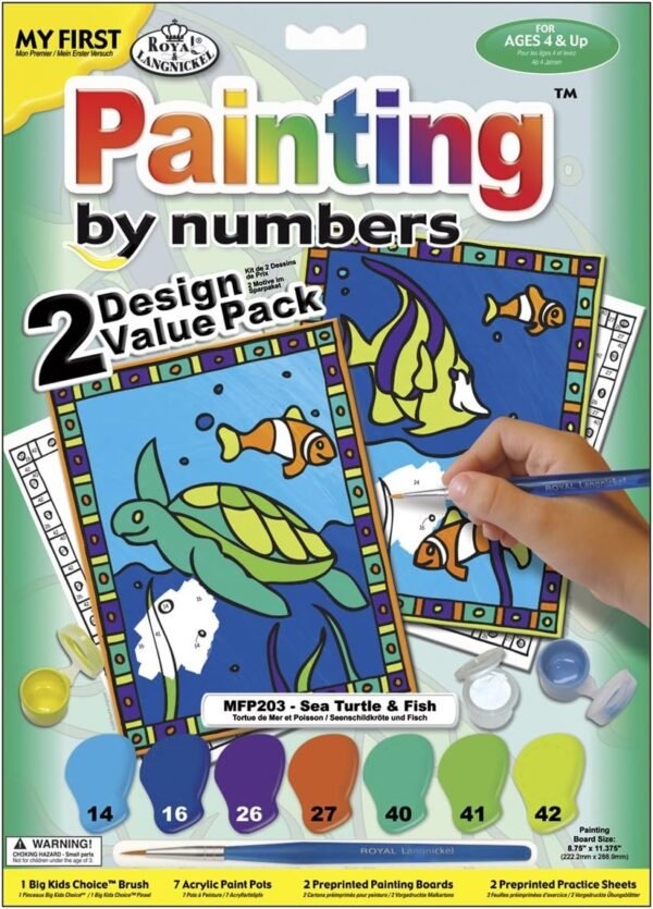 Royal Brush My First Paint By Number Kit 8.75 by 11.375-Inch-Sea Turtle