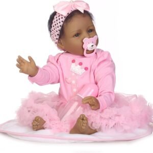 TERABITHIA 21 inch Real Life Black African American Smiling Reborn Baby Girl