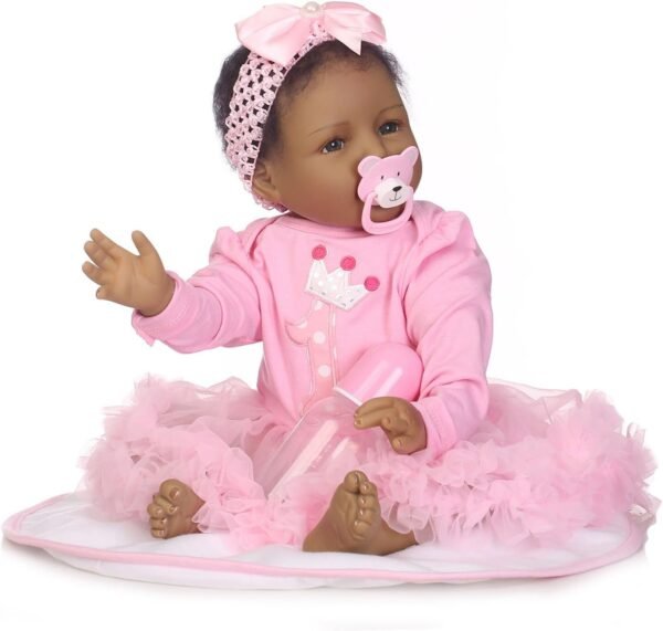 TERABITHIA 21 inch Real Life Black African American Smiling Reborn Baby Girl