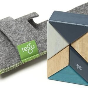 6 Piece Tegu Pocket Pouch Prism Magnetic Wooden Block Set, Blues