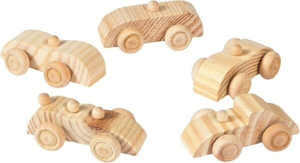 Fun Express Unfinished Wooden Cars Set of 12 Toys DIY Crafts- Crafts