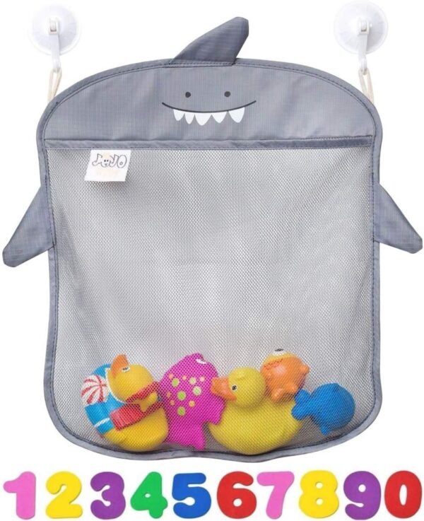Bath Toy Organizer Set of 2 Holders+10 Foam Numbers+8 Suction&Sticker Hooks Baby
