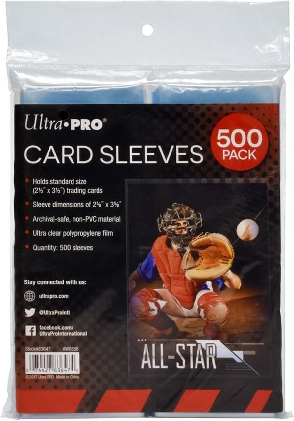 Ultra PRO Clear Card Sleeves for Standard Size Trading Cards measuring 2.5
