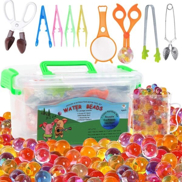 UNLIER Water Beads with Fine Motor Skills Toy Set Non-Toxic Water Sensory