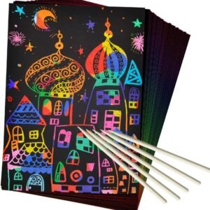 ZMLM Scratch Art Set, 50 Piece Rainbow Magic Scratch Paper for Kids