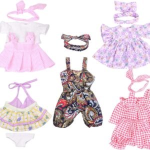 XADP 5 Pack Baby Doll Clothes Outfits with Hair Bands for 12