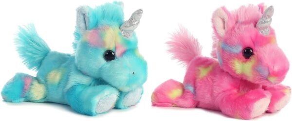 Aurora Bundle of 2 Stuffed Beanbag Animals - Blueberry Ripple Unicorn &